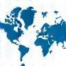 World map with pinpoints, illustrating global distribution.